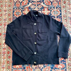 T Tahari collar button front cardigan - L